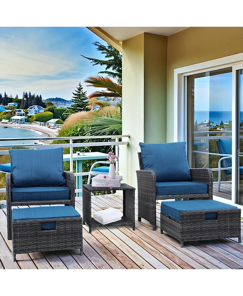 Streamdale Furniture Wicker Patio Furniture Set with Ottomans