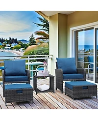 Streamdale Furniture Wicker Patio Furniture Set with Ottomans