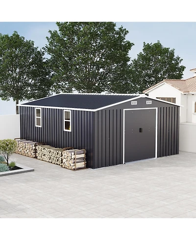 Streamdale Furniture Campcraft 10x12ft Steel Storage Shed w/ Windows - 2 Colors