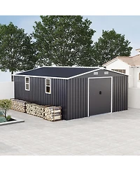 Streamdale Furniture Campcraft 10x12ft Steel Storage Shed w/ Windows - 2 Colors