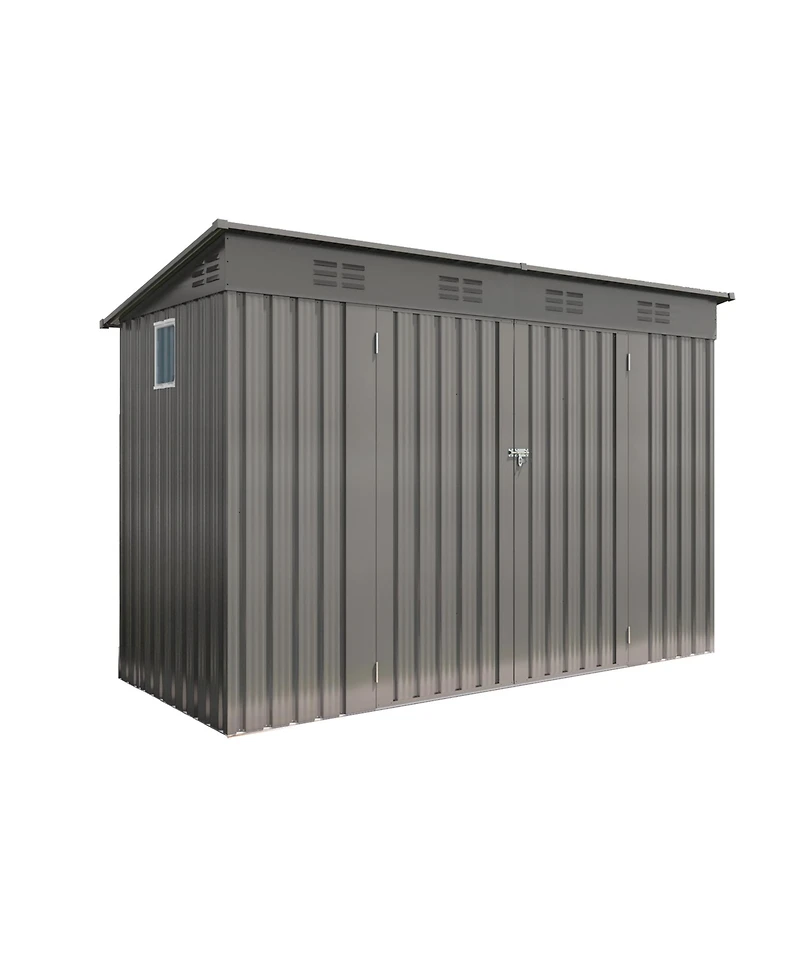 Streamdale 4x9 Ft Outdoor Metal Garden Storage Shed with Sloping Roof & Vents - Gray