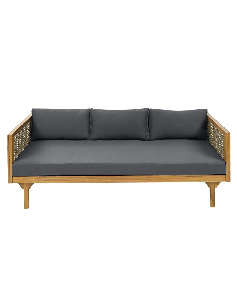 Streamdale Acacia Wood Outdoor Daybed with Rattan Armrests
