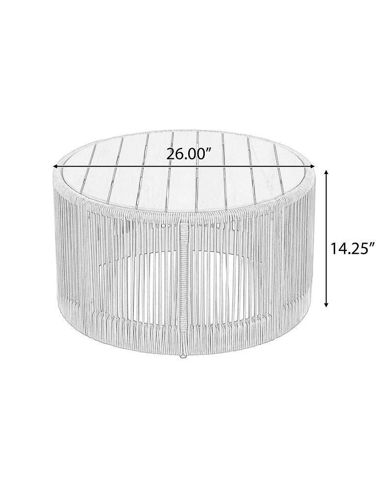 Streamdale Rattan Rope & Acacia Wood Coffee Table - Outdoor Patio Balcony