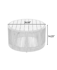 Streamdale Rattan Rope & Acacia Wood Coffee Table - Outdoor Patio Balcony