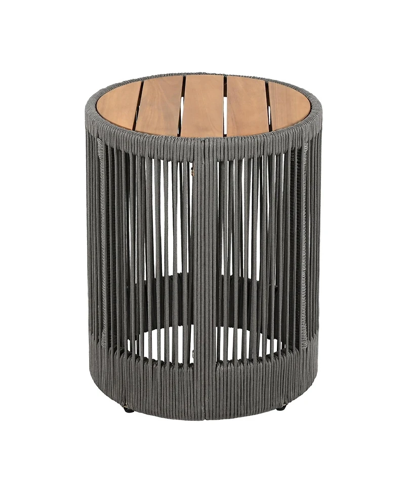 Streamdale Rattan Rope & Acacia Wood Side Table - Weather Resistant