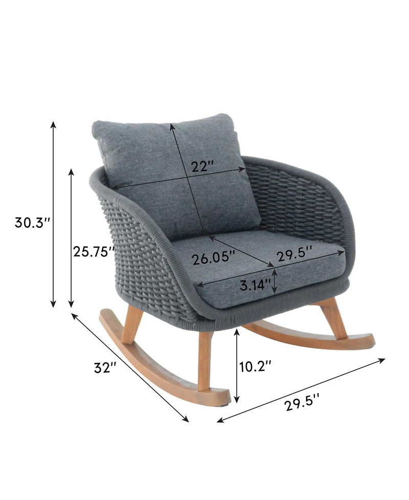 Streamdale Furniture Streamdale Gray Wicker Rocking Chairs - Indoor/Outdoor Patio Set