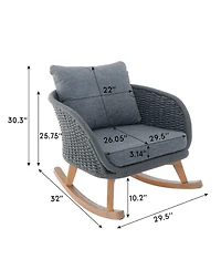 Streamdale Furniture Streamdale Gray Wicker Rocking Chairs - Indoor/Outdoor Patio Set