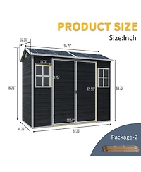 Streamdale Furniture 8x4 Outdoor Storage Shed, Two-Window, Double-Door, Black (W540S00046)