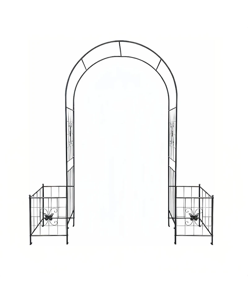 Streamdale Garden Arch Arbor Trellis - Metal Outdoor Wedding Arch - 7.15ft Black