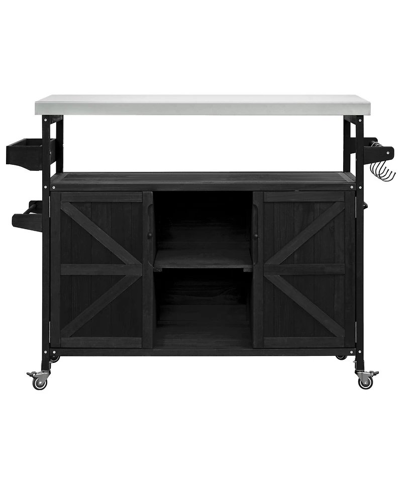 Streamdale Furniture Streamdale Outdoor Kitchen Island Rolling Bar Cart Grill Table Black