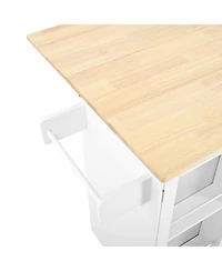 Streamdale Mobile Kitchen Island Cart - Dropleaf Top, Drawers & Cabinet - White