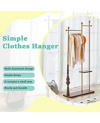 Streamdale Furniture Streamdale 70" Industrial Coat Rack - Wood & Steel, Double Hanger, Storage