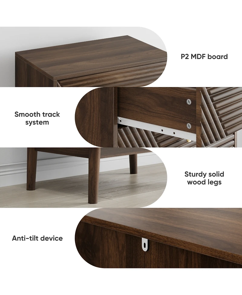 Streamdale Furniture Modern 4-Drawer Dresser - Walnut