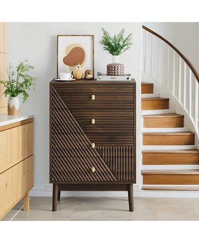 Streamdale Furniture Modern 4-Drawer Dresser - Walnut