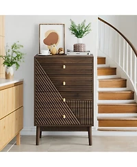 Streamdale Furniture Modern 4-Drawer Dresser - Walnut