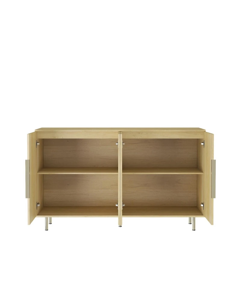 Streamdale Furniture Wood Fluted Buffet Cabinet with Adjustable Shelves