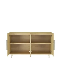 Streamdale Furniture Wood Fluted Buffet Cabinet with Adjustable Shelves