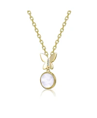 GiGiGirl 14K Gold Plated With Mother of Pearl & Elegant Butterfly Pendant Necklace