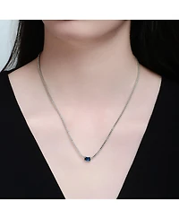 Genevive Sterling Silver White Gold Plated with Colored Cubic Zirconia Solitaire Thin Chain Necklace