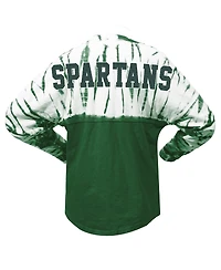 Spirit Jersey Women's Green Michigan State Spartans Tie-Dye Long Sleeve T-Shirt