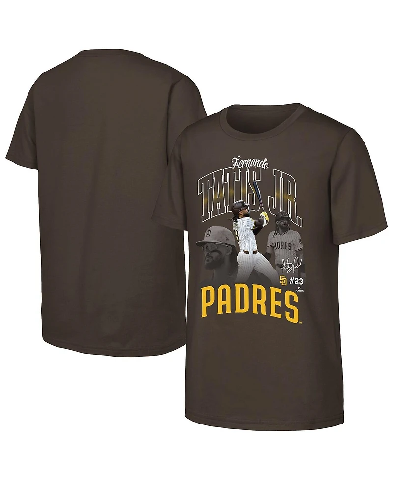 Outerstuff Big Boys and Girls Fernando Tatis Jr. Brown San Diego Padres Triple Player Graphic T-Shirt