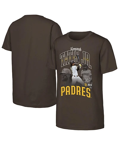 Outerstuff Big Boys and Girls Fernando Tatis Jr. Brown San Diego Padres Triple Player Graphic T-Shirt