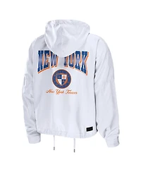 Wear by Erin Andrews Women's White New York Knicks Cropped Full-Zip Windbreaker Jacket