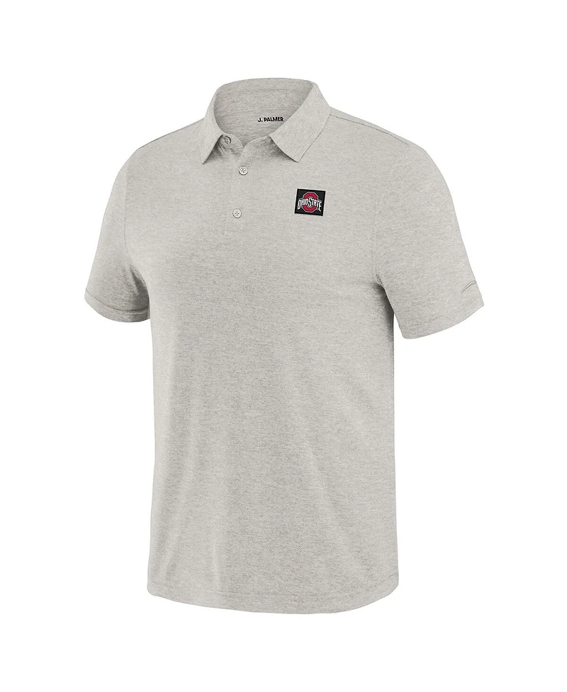 J. Palmer Men's White Ohio State Buckeyes Four Down Polo Shirt