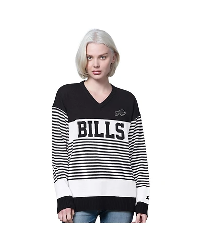 Starter Women's Black Buffalo Bills No Huddle Striped Sweater