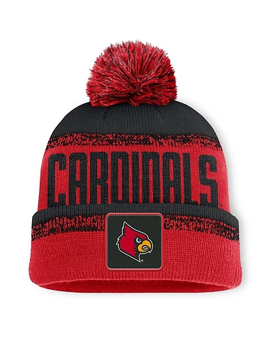 Fanatics Men's Red/Black Louisville Cardinals Thrive Cuffed Knit with Pom Hat