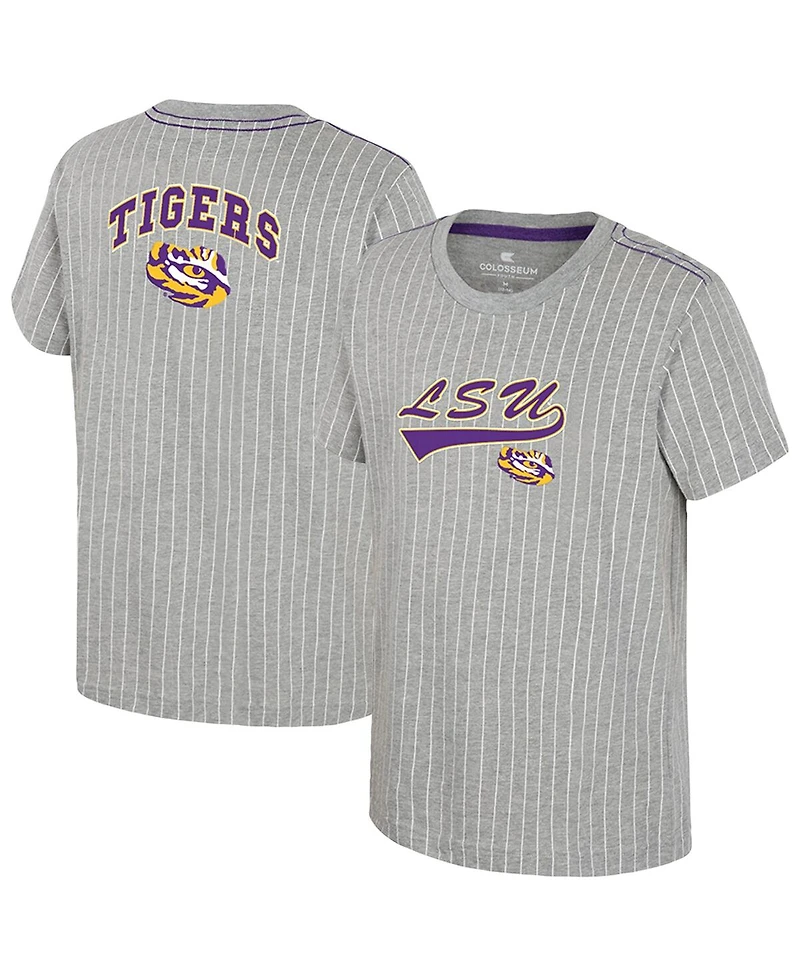 Colosseum Big Boys and Girls Heather Gray Lsu Tigers Airball Baseball T-Shirt