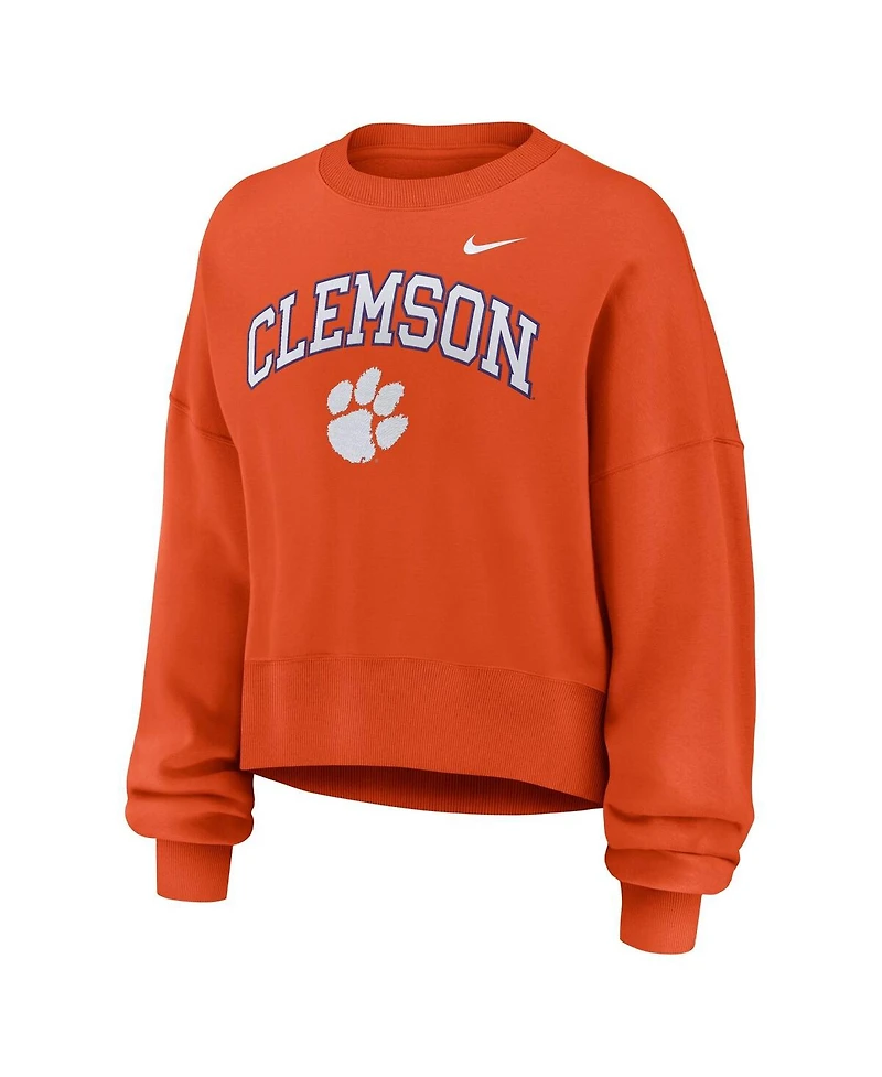 Nike Women's Orange Clemson Tigers Oversized Phoenix Arch Pullover Sweatshirt