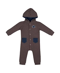 Colosseum Baby Boys and Girls Charcoal Penn State Nittany Lions Zando-Zan Waffle Full-Snap Hooded Romper