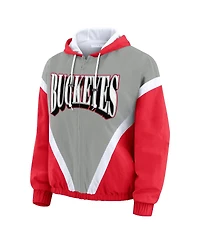 Wear by Erin Andrews Women's Scarlet/Gray Ohio State Buckeyes Color Block Full-Zip Windbreaker Jacket