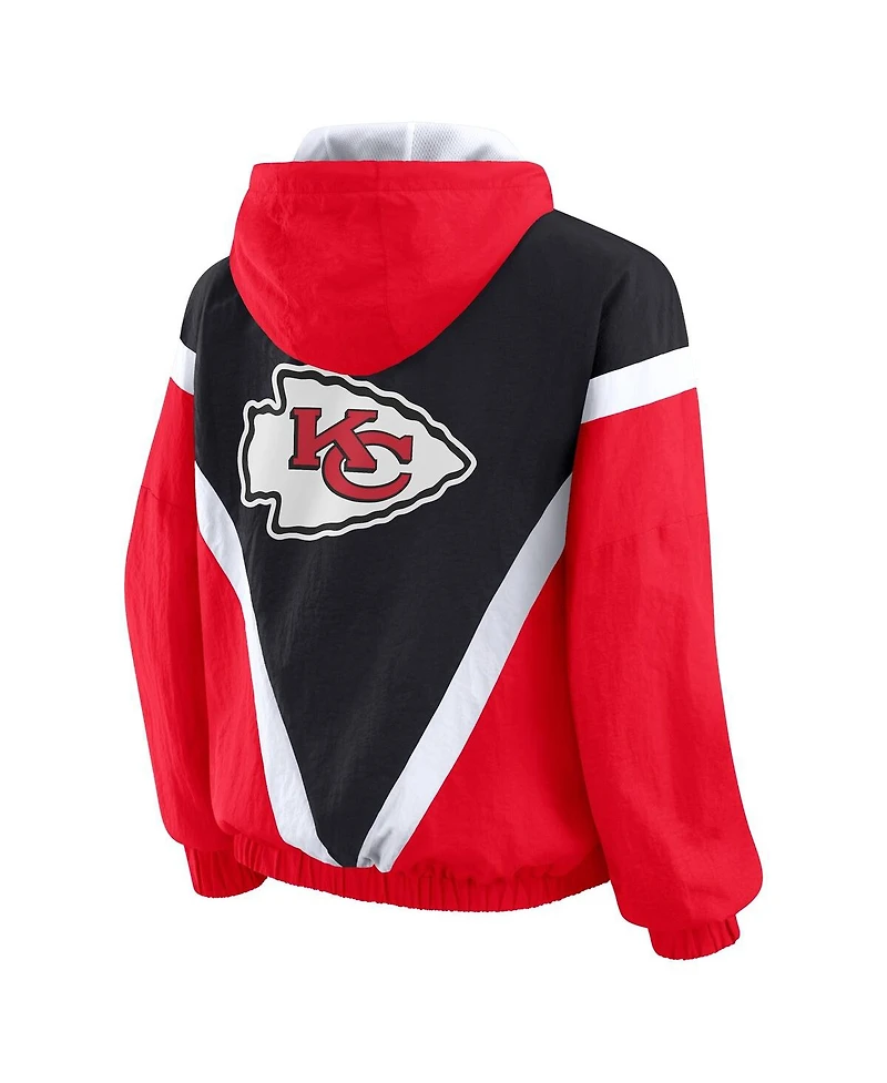 Wear by Erin Andrews Women's Red/Black Kansas City Chiefs Retro Crinkle Full-Zip Hoodie Windbreaker