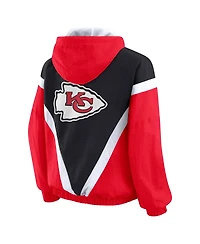 Wear by Erin Andrews Women's Red/Black Kansas City Chiefs Retro Crinkle Full-Zip Hoodie Windbreaker
