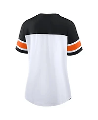 Fanatics Women's White/Black Cincinnati Bengals Athena Rhinestone Lace-Up V-Neck T-Shirt