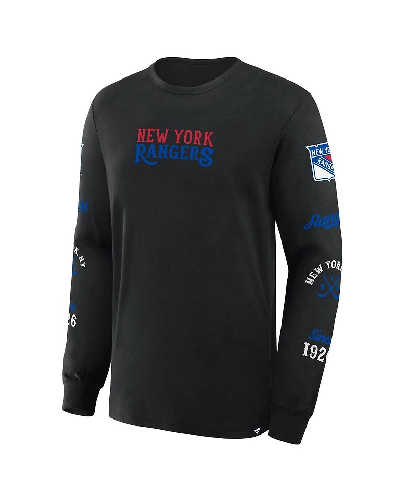 Fanatics Men's Black New York Rangers Boxed Legacy Long Sleeve T-Shirt