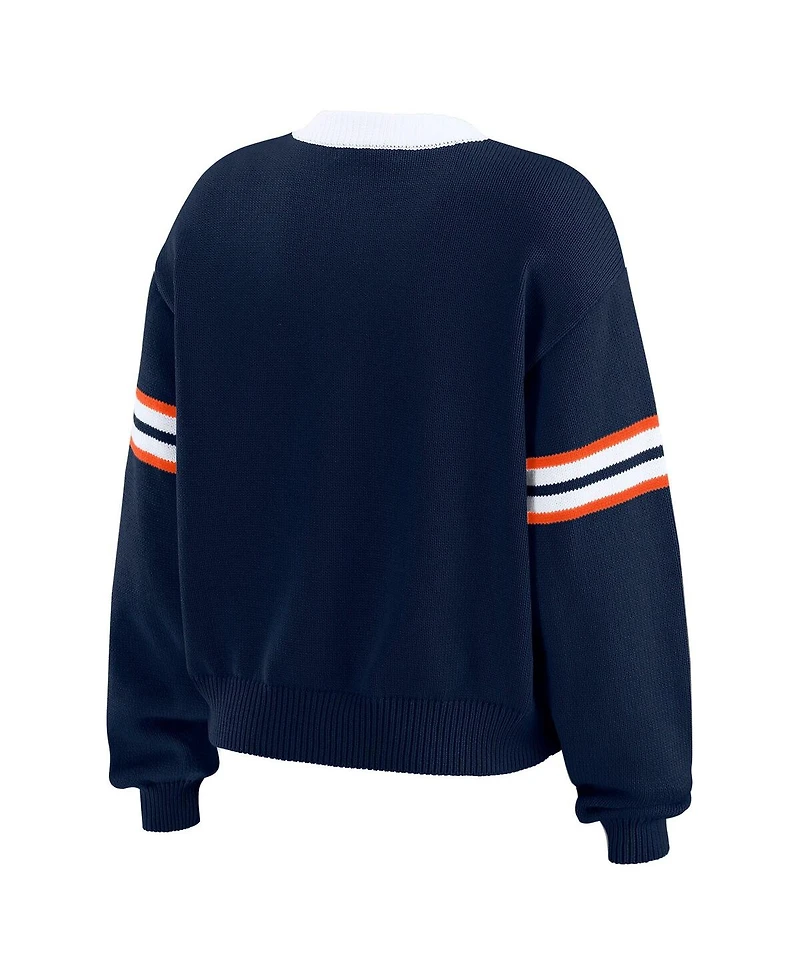 Wear by Erin Andrews Women's Navy Denver Broncos Lace-Up Sweater