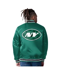 Starter Men's Green/Black New York Jets Closer Reversible Satin Full-Snap Jacket