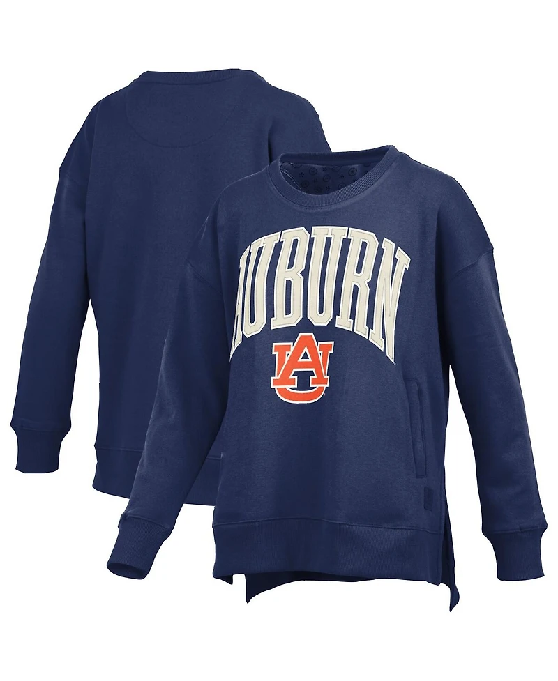 Pressbox Women's Navy Auburn Tigers Pocketed Arch Pullover Sweatshirt