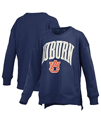 Pressbox Women's Navy Auburn Tigers Pocketed Arch Pullover Sweatshirt