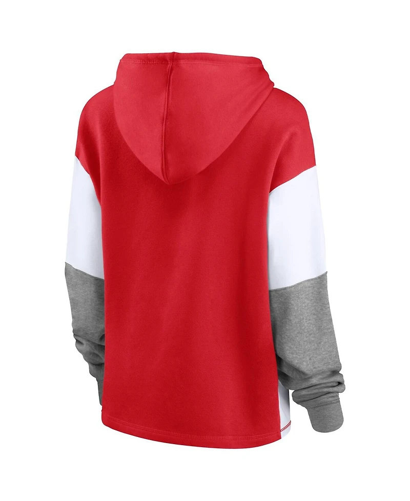 Fanatics Women's Red Wisconsin Badgers Play It Safe Color Block Pullover Hoodie