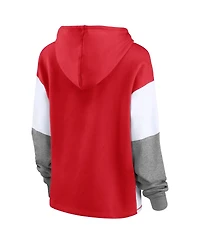 Fanatics Women's Red Wisconsin Badgers Play It Safe Color Block Pullover Hoodie