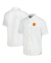 Tommy Bahama Men's White Clemson Tigers Coconut Point Palm Vista IslandZone Camp Button-Up Shirt