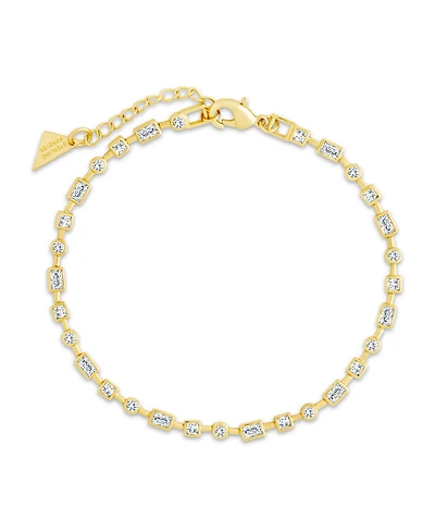 Sterling Forever Camden Cubic Zirconia Staggered Tennis Bracelet