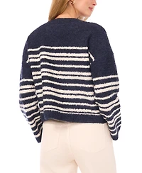 1.state Women's Striped Long Sleeve Crewneck Sweater