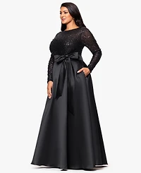 Xscape Plus Size Sequin Detail Crewneck Maxi Dress