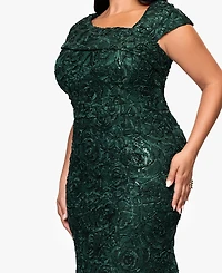 Xscape Plus Size Lace Detail Asymmetrical Neck Maxi Dress