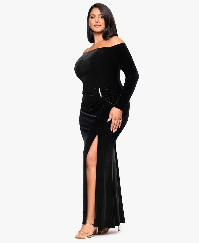 Xscape Plus Off-the-Shoulder Maxi Dress
